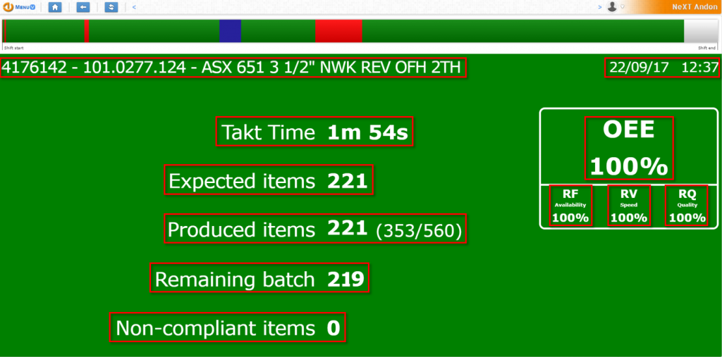 The Andon board interface The Andon board interface