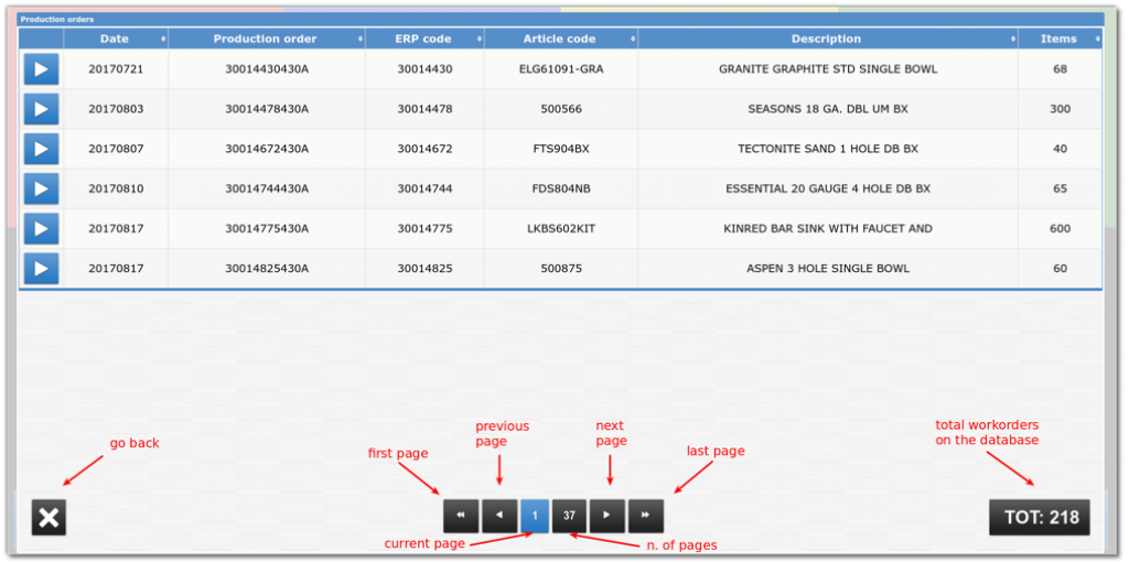 Choose the workorder Choose the workorder